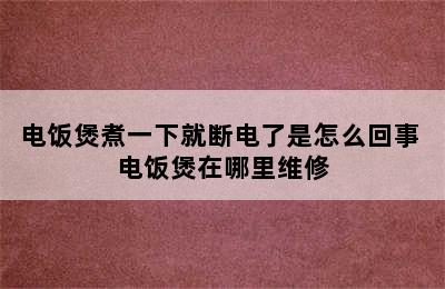 电饭煲煮一下就断电了是怎么回事 电饭煲在哪里维修